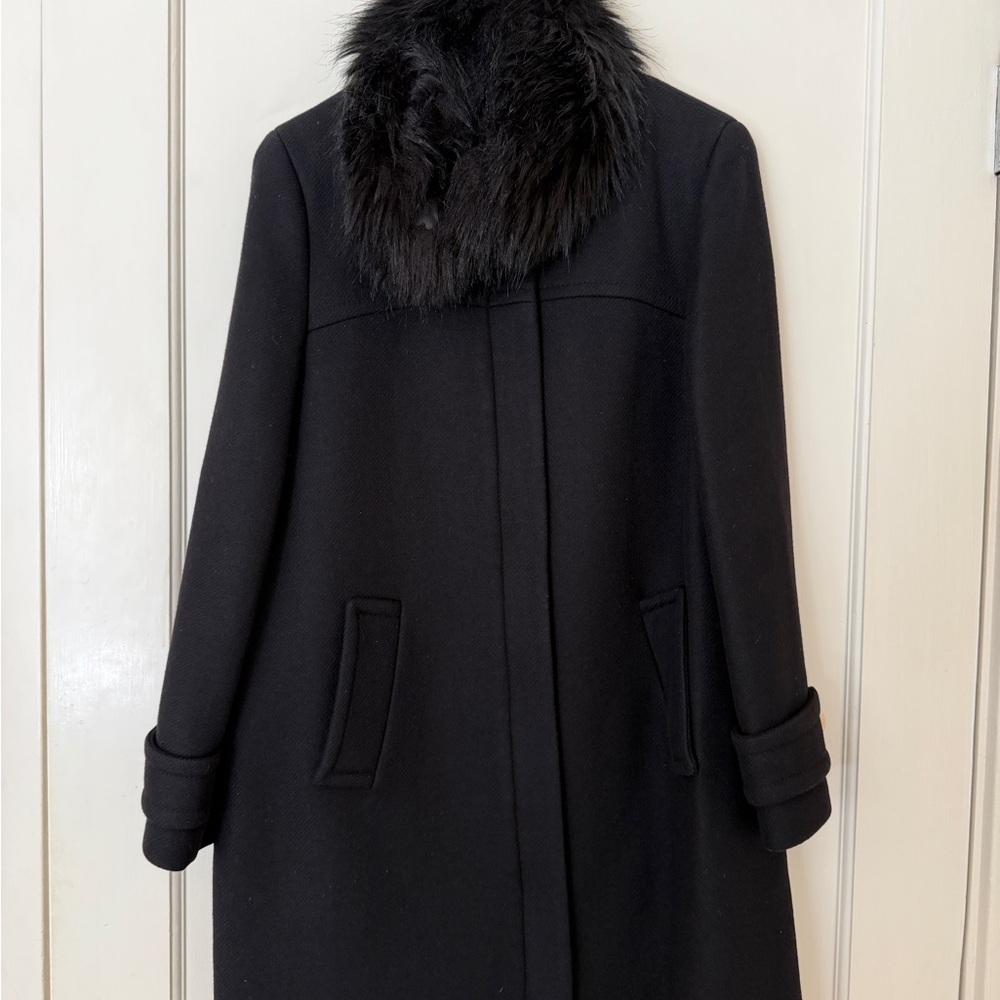 Zara Manteco Wool Coat with Faux Fur Collar